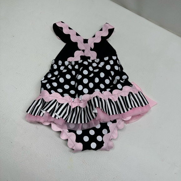 Mud Pie Black and White Polka Dot Baby Dress size 0-6 - Picture 2 of 9